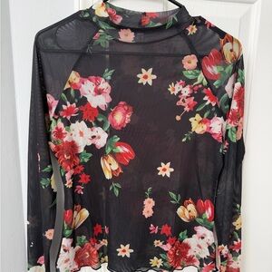 Floral Mesh Long Sleeve Top